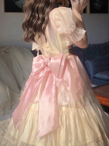 Ball Gown High Neckline Short Sleeves Holiday Dress Birthday Dresses Birthday Outfits SD1303 HZ0628